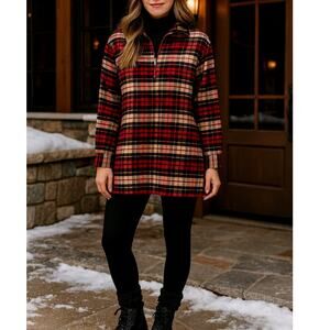 Vintage Eddie Bauer Women's Plaid Tunic 100% Cotton Pullover Sz. Medium Relaxed